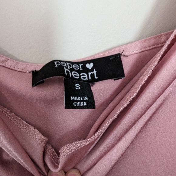 Pink paper hearts slip dress size small - Picture 2 of 3